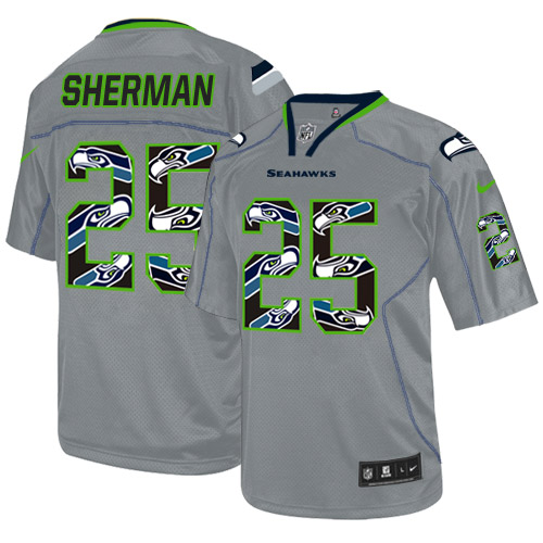 Men's Elite Richard Sherman Nike Jersey New Lights Out Grey - #25 NFL Seattle Seahawks